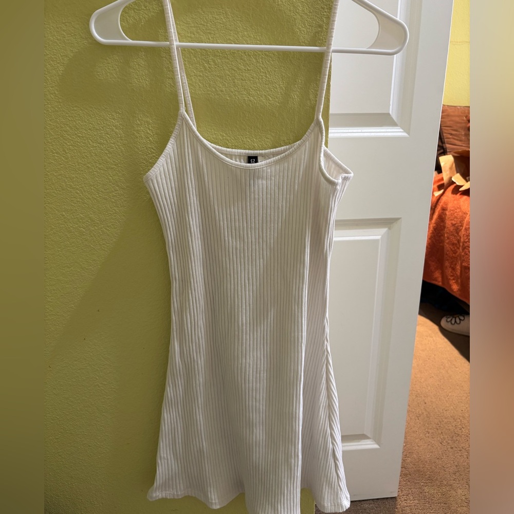 Divided Cream Ribbed Mini Dress